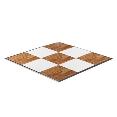 California Portable Dance Floor | New England Plank and White Checker Laminate Kit | 4'x4' Panels