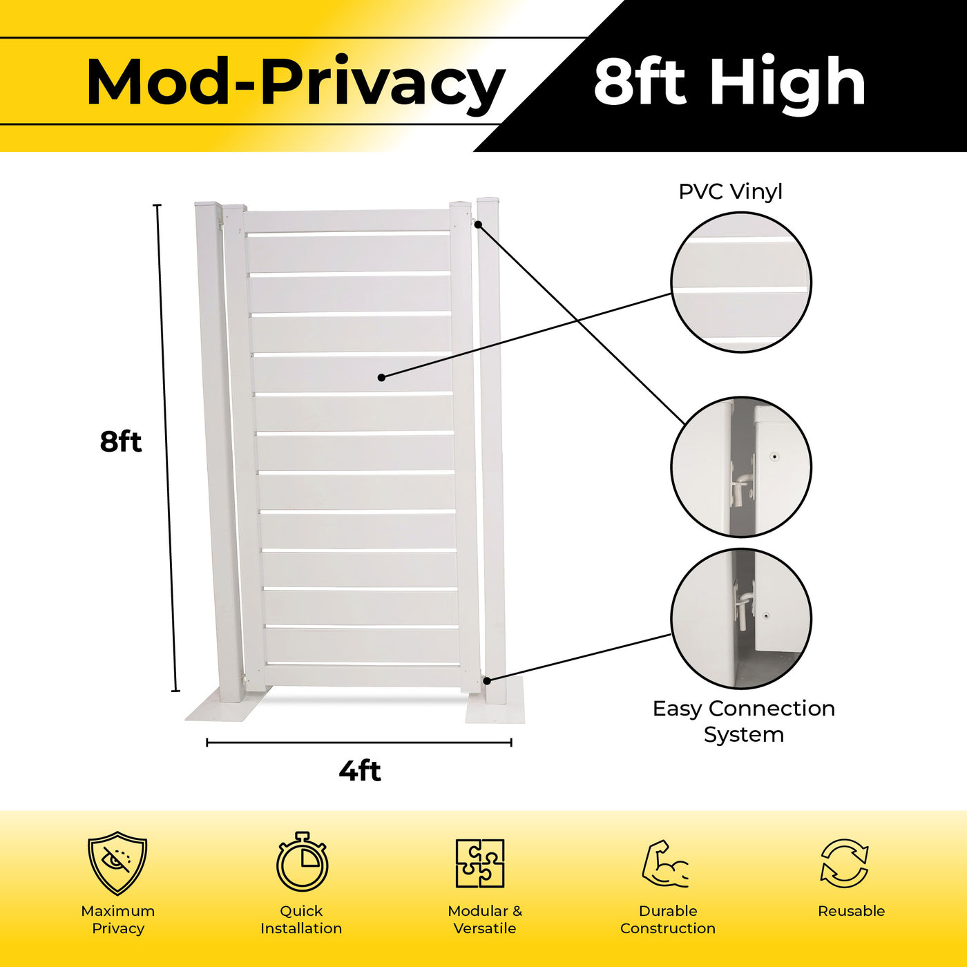 Mod-Privacy 8'x20' Kit | 5 Panels, 6 Posts