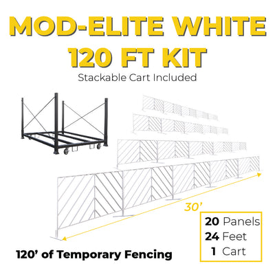 Mod-Elite Fence | White | 120ft Kit with Cart