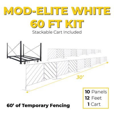 Mod-Elite Fence | White | 60ft Kit with Cart