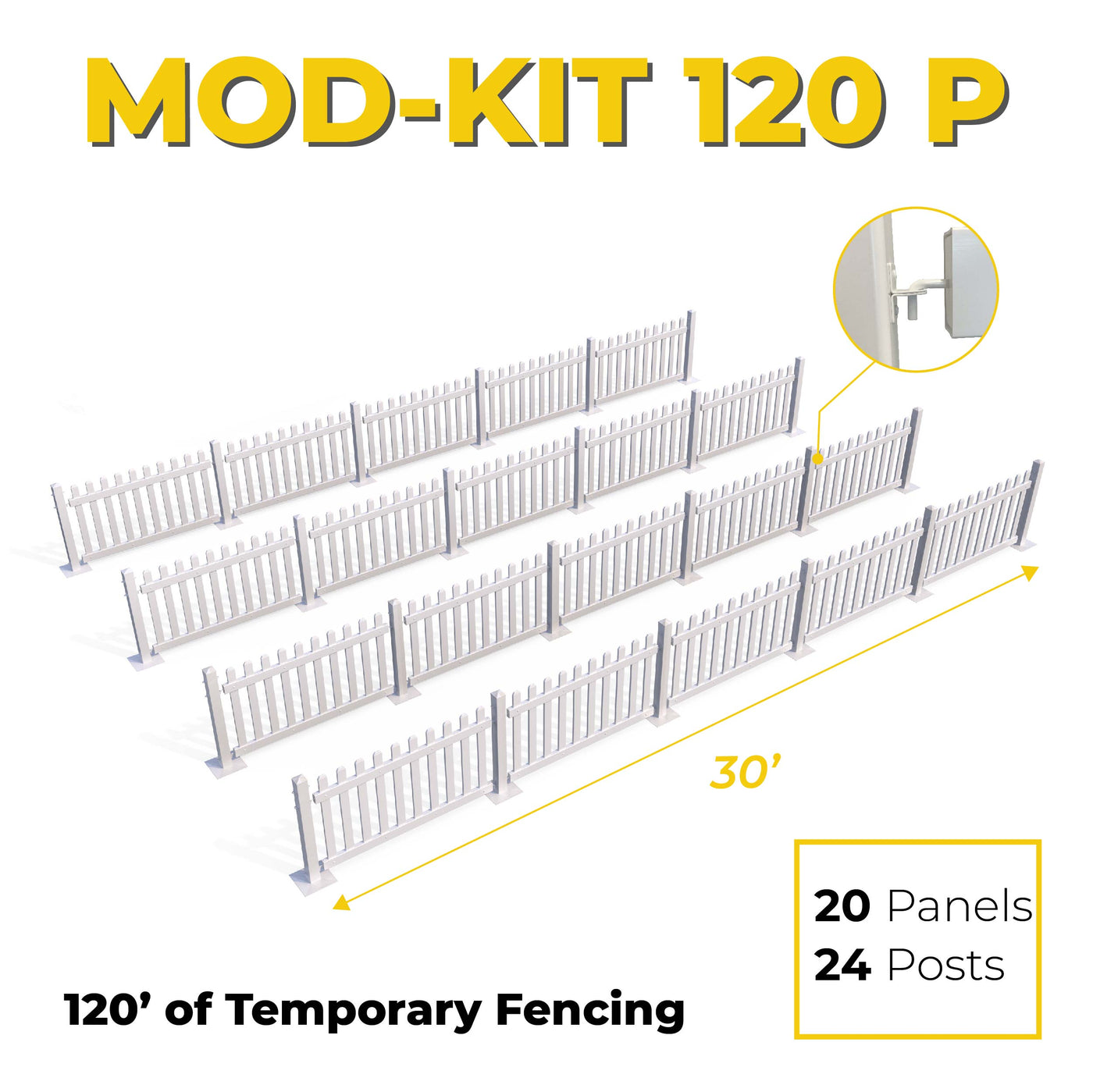 Mod-Picket Temporary Event Fence Kit - 120ft Long